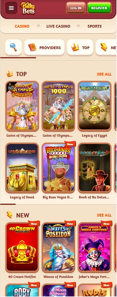 BillyBets Slots στο κινητό